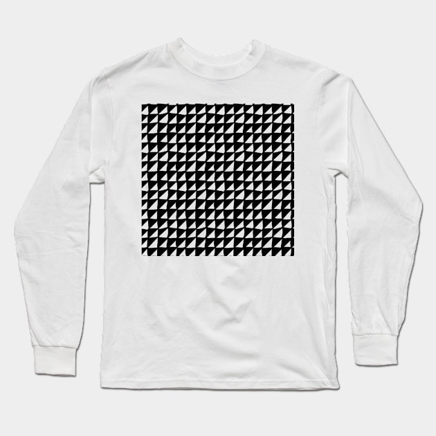 Monochrome Triangles Pattern Long Sleeve T-Shirt by Patternos